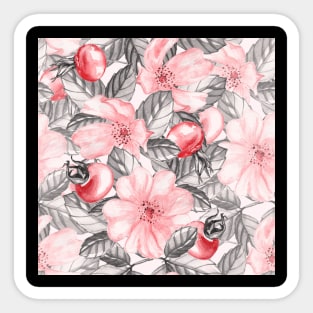 Pink Flowers in the black Sticker